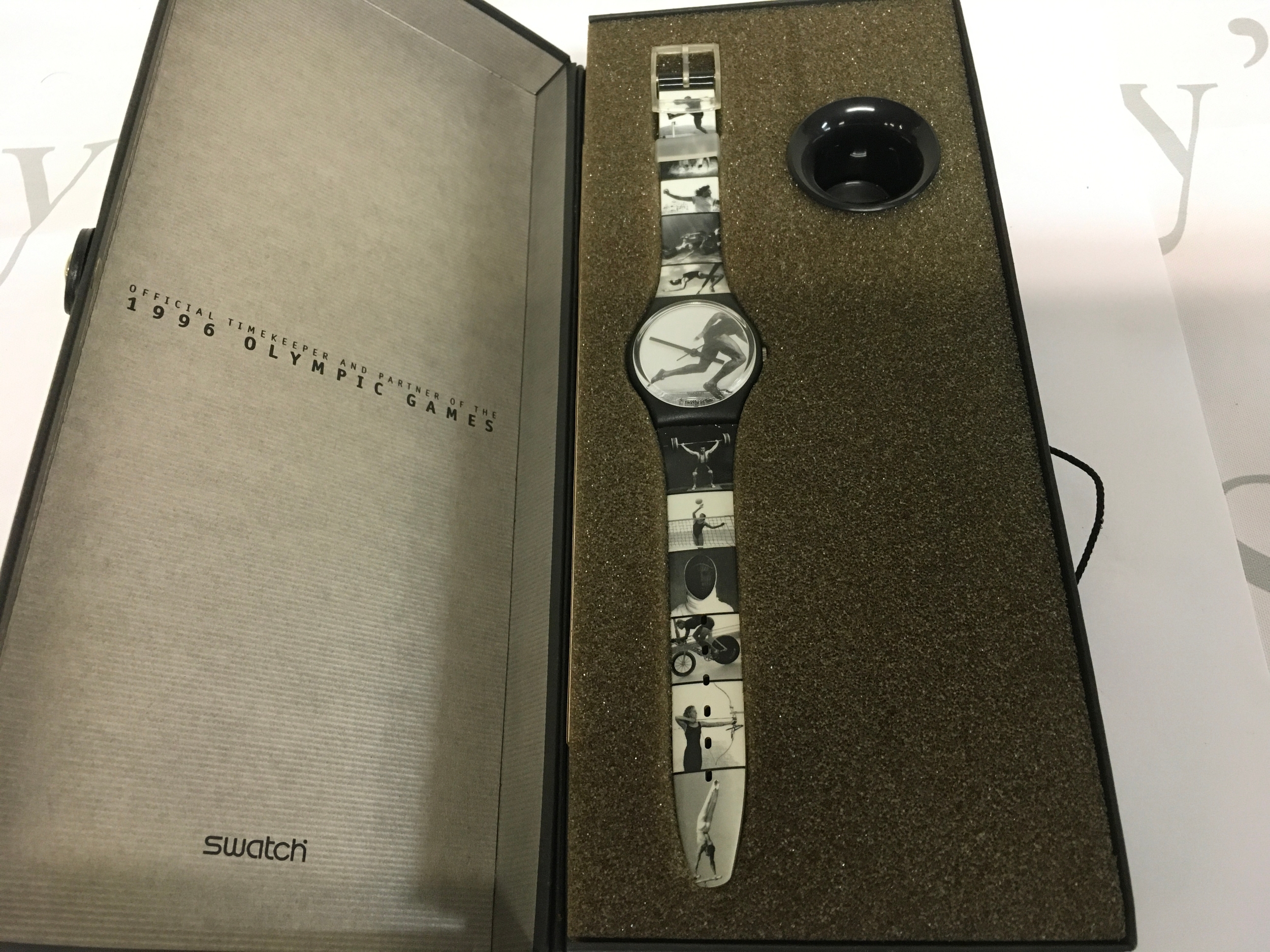 1996 Olympic Games Swatch watches, part of a limited edition set honouring the event. Olympic Portraits model, designed in collaboration with photographer Annie Leibovitz