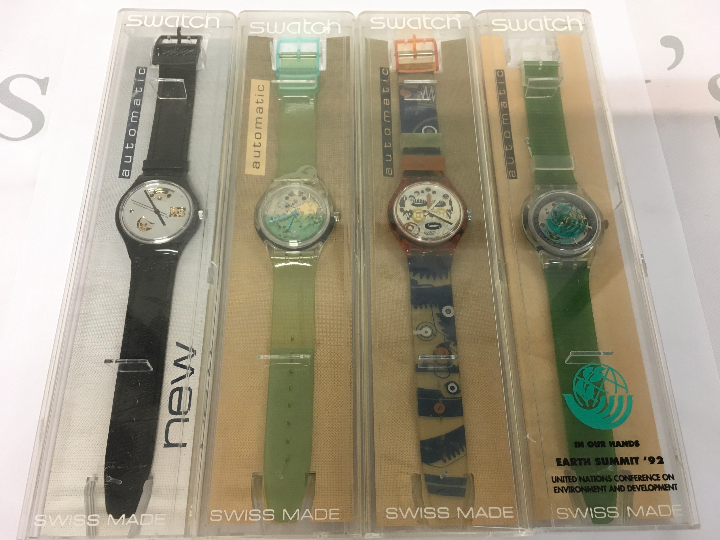 vintage Swatch Automatic watches from the 1990s include the "Time to Move" series (1991/1992) and the 1992 "Earth Summit '92" special edition etc