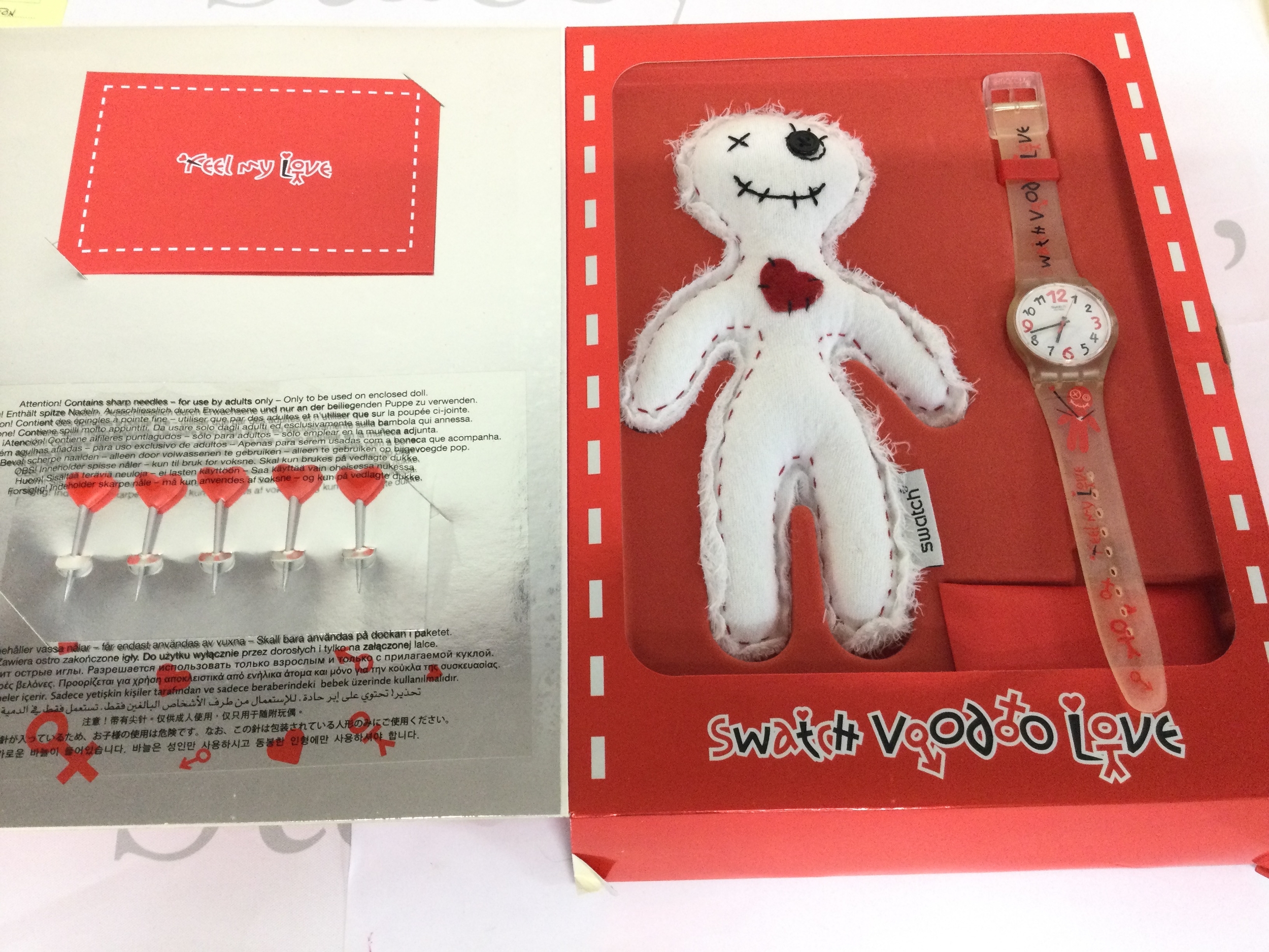 A Voodoo watch for Valentine's day, with white dial and clear strap. Model number SUJK121, from 2007