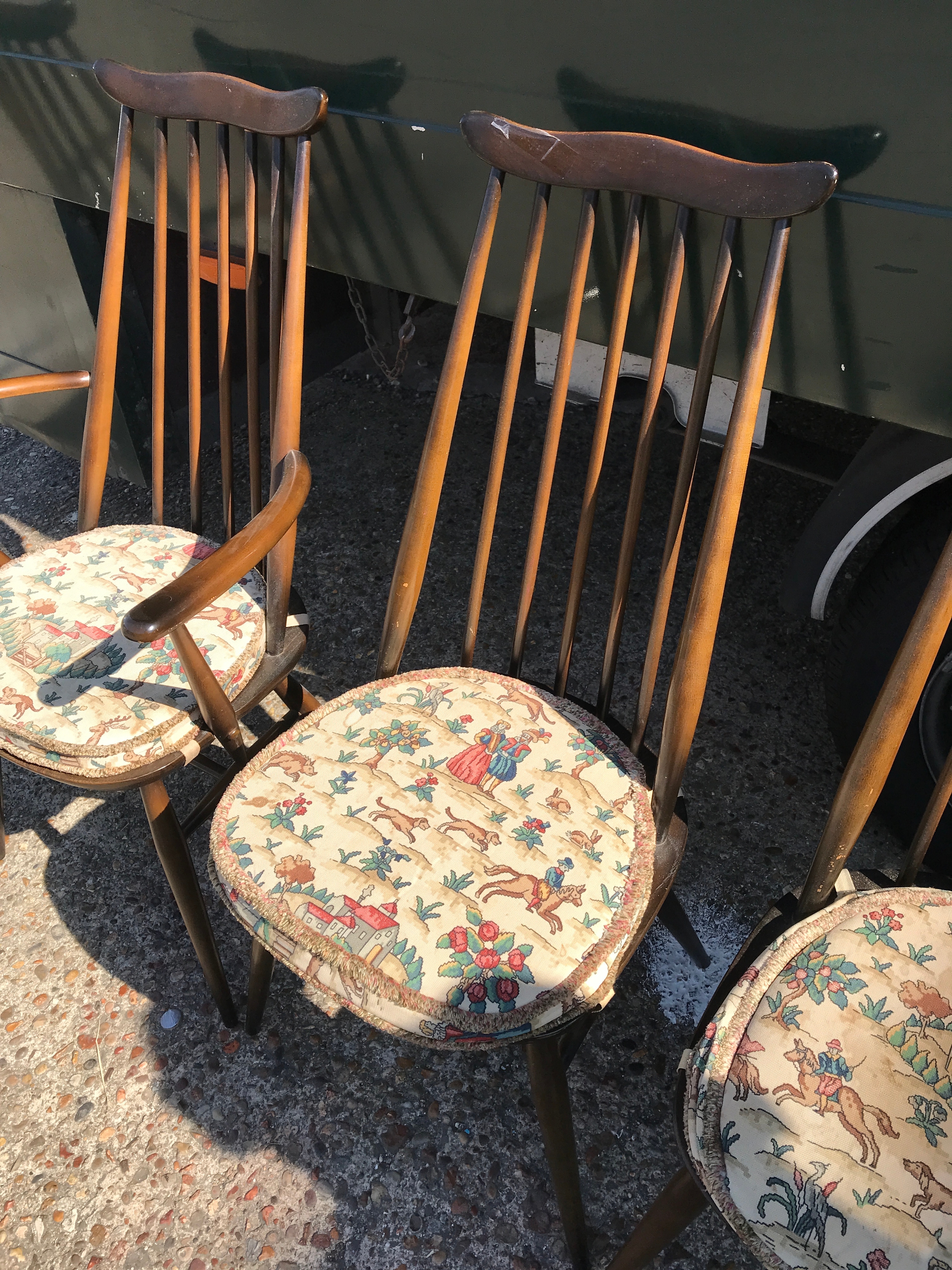 Ercol spindle-back dining chairs (4)