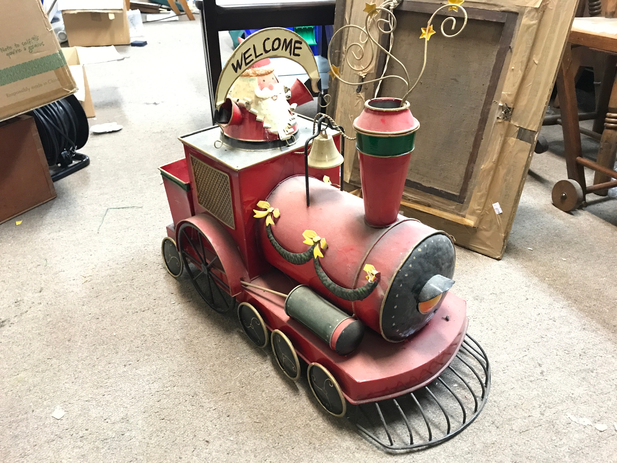 A Christmas toy train. 60cm long, 48cm tall