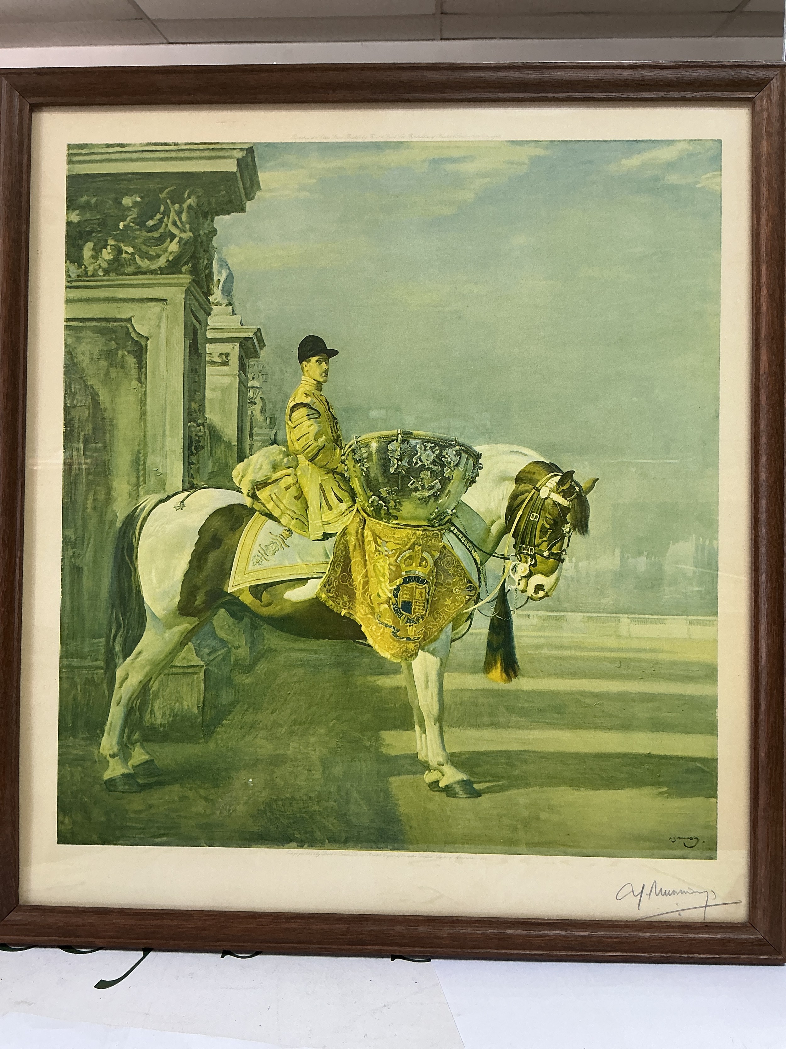 Two signed Alfred Mannings prints comprising The Drummer, approx 49.5cm x 54.5cm and Their Majesties Returning From Ascot, approx 74.5cm x 46.5cm.