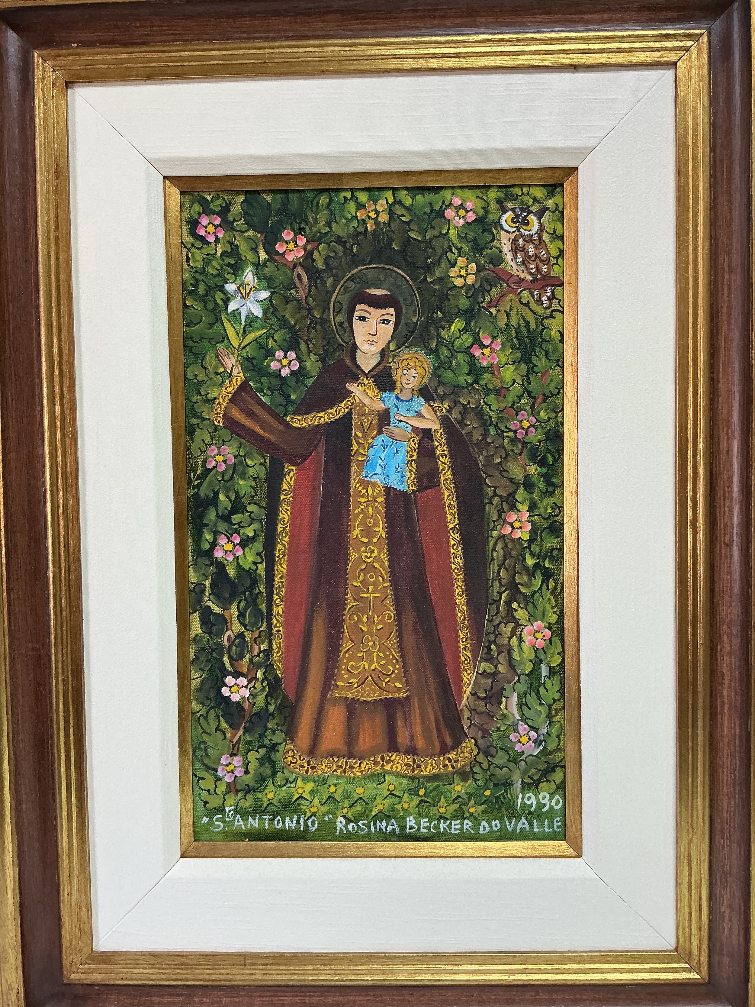 Rosina Becker Do Valle 1914-2000. An oil on canvas titled 'St Antonio'. Approx 50cm x 66.5cm.