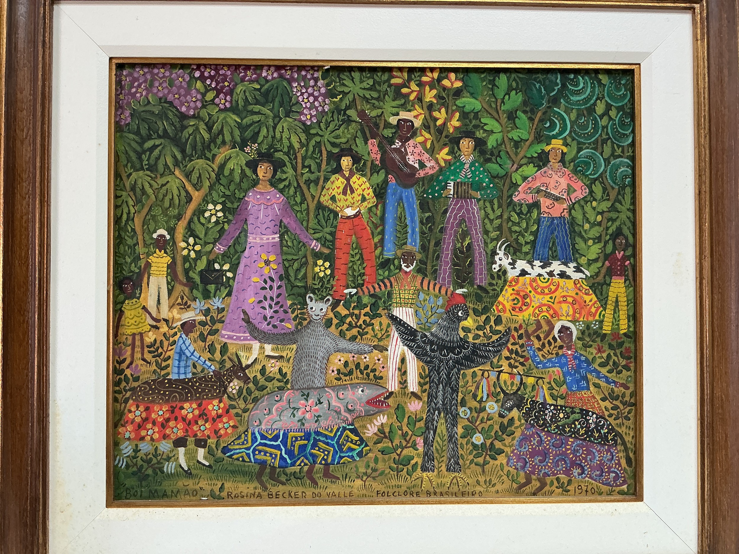 Rosina Becker Do Valle 1914-2000. An oil on canvas titled 'Boi Mamao'. Approx 79cm x 70cm.
