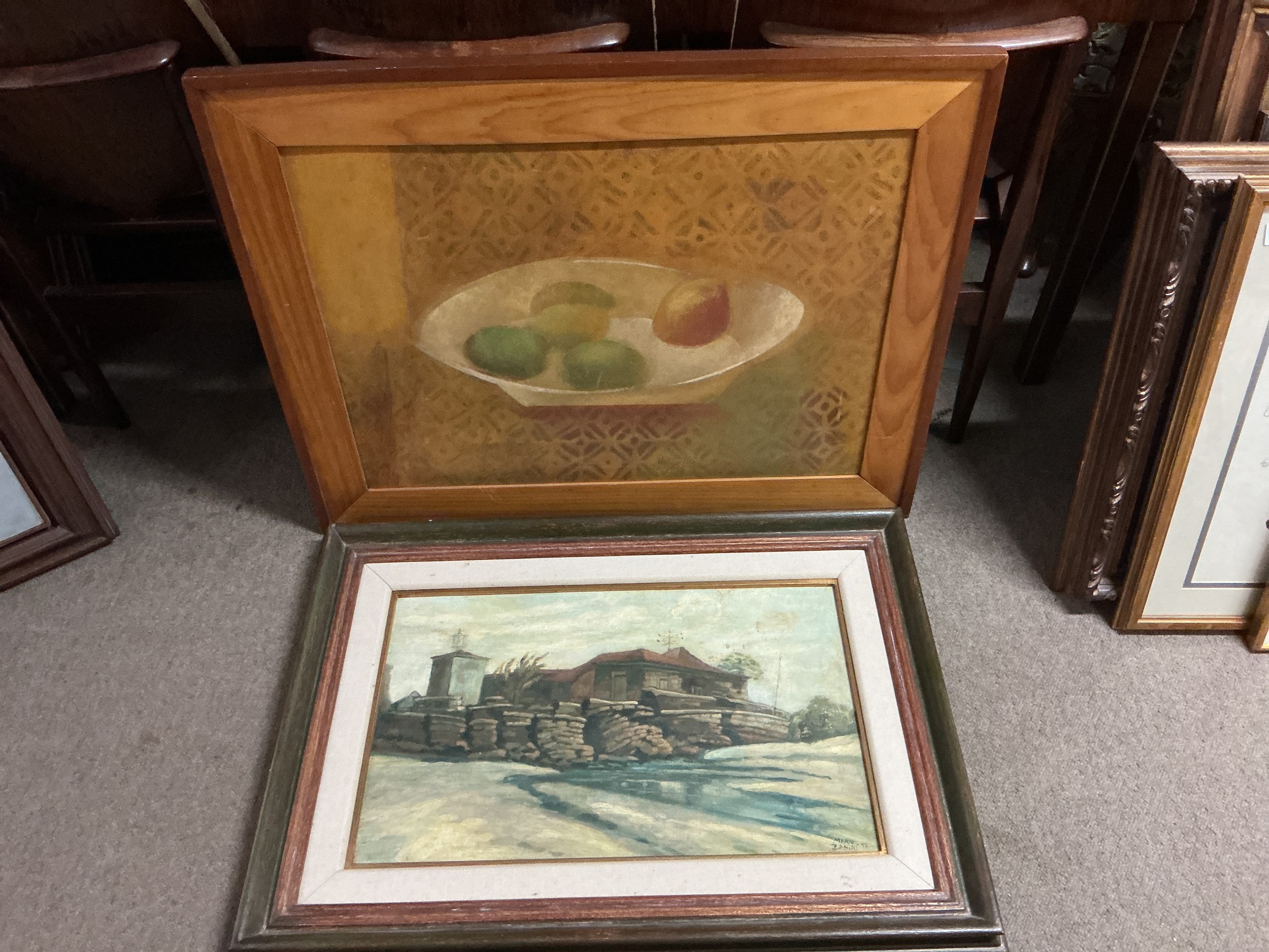 Six paintings and pictures including Brazilian artists, various landscapes etc.