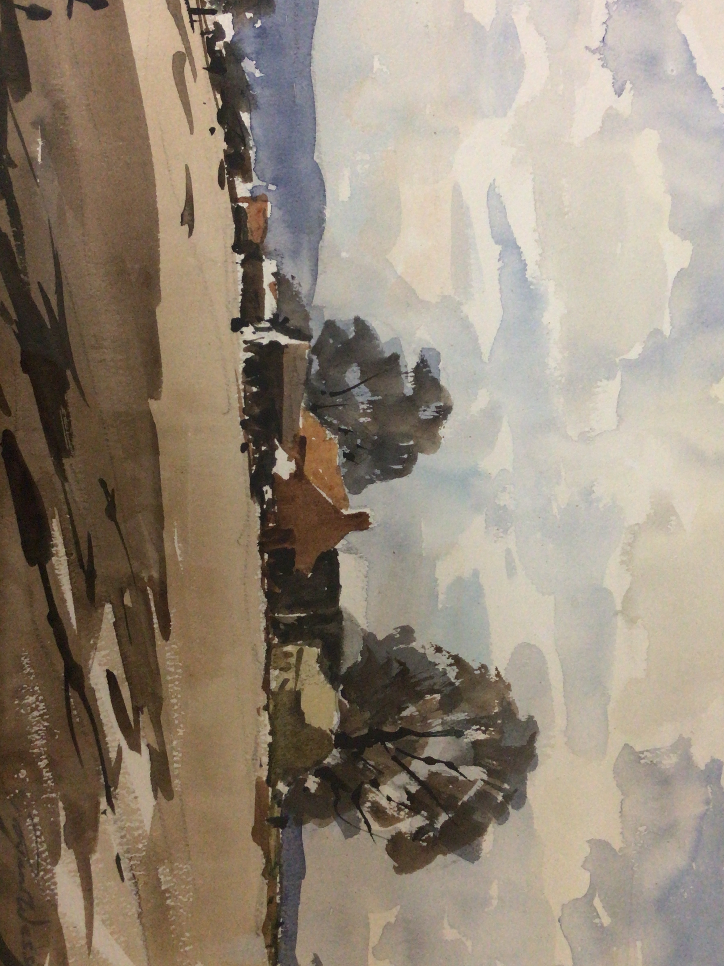  A framed watercolour a view of North Yorkshire by Edward Wesson RI RBA RSMA (1910-1983) the reverse with gallery label The Sadler Street Gallery. 69x53cm 
