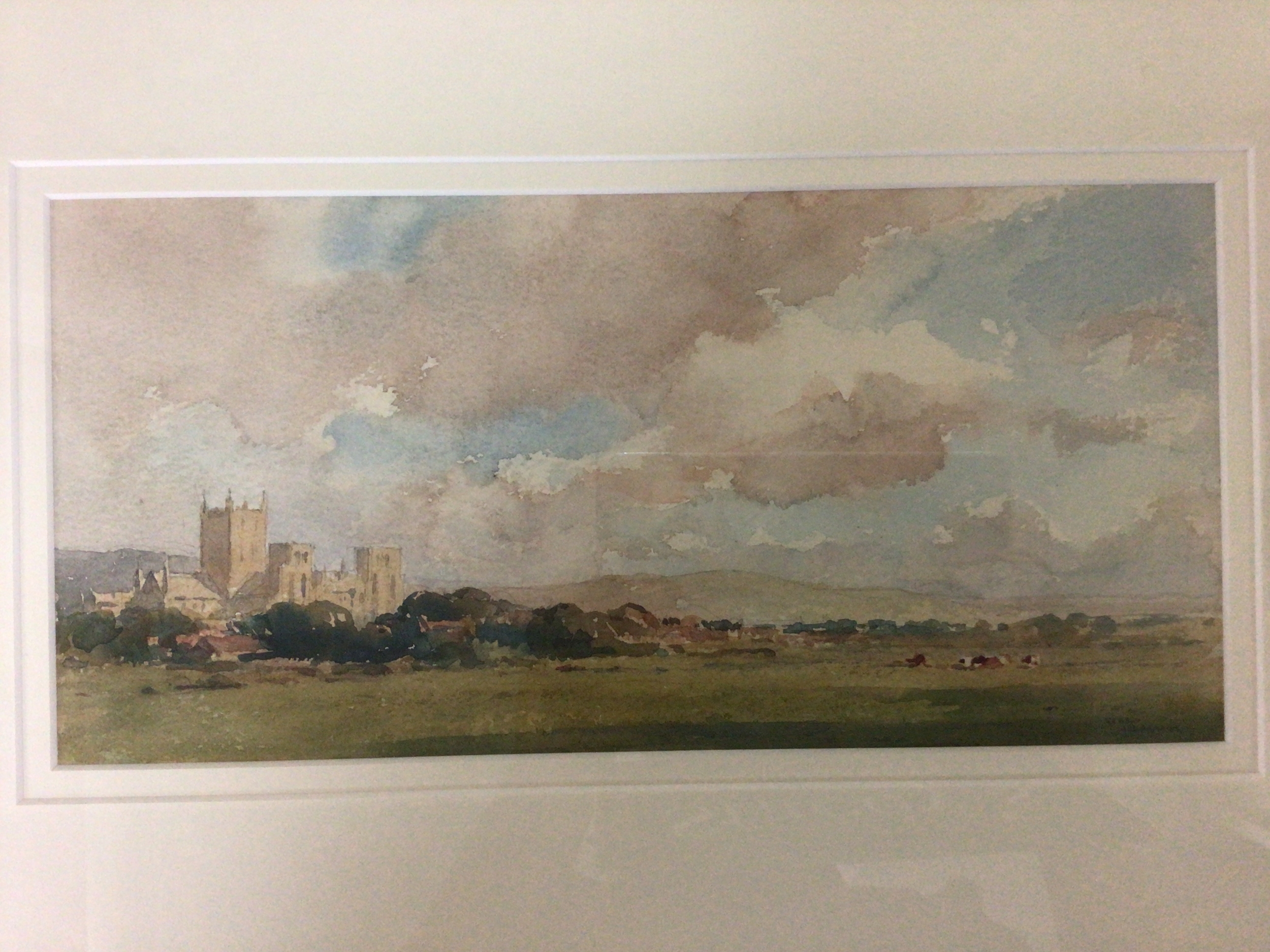 A framed watercolour a view of Wells by Arthur Gerald Ackerman. (1876-1960) 37x55cm the reverse with labels and one other watercolour along the bridlepath in Essex indistinctly signed. (2)