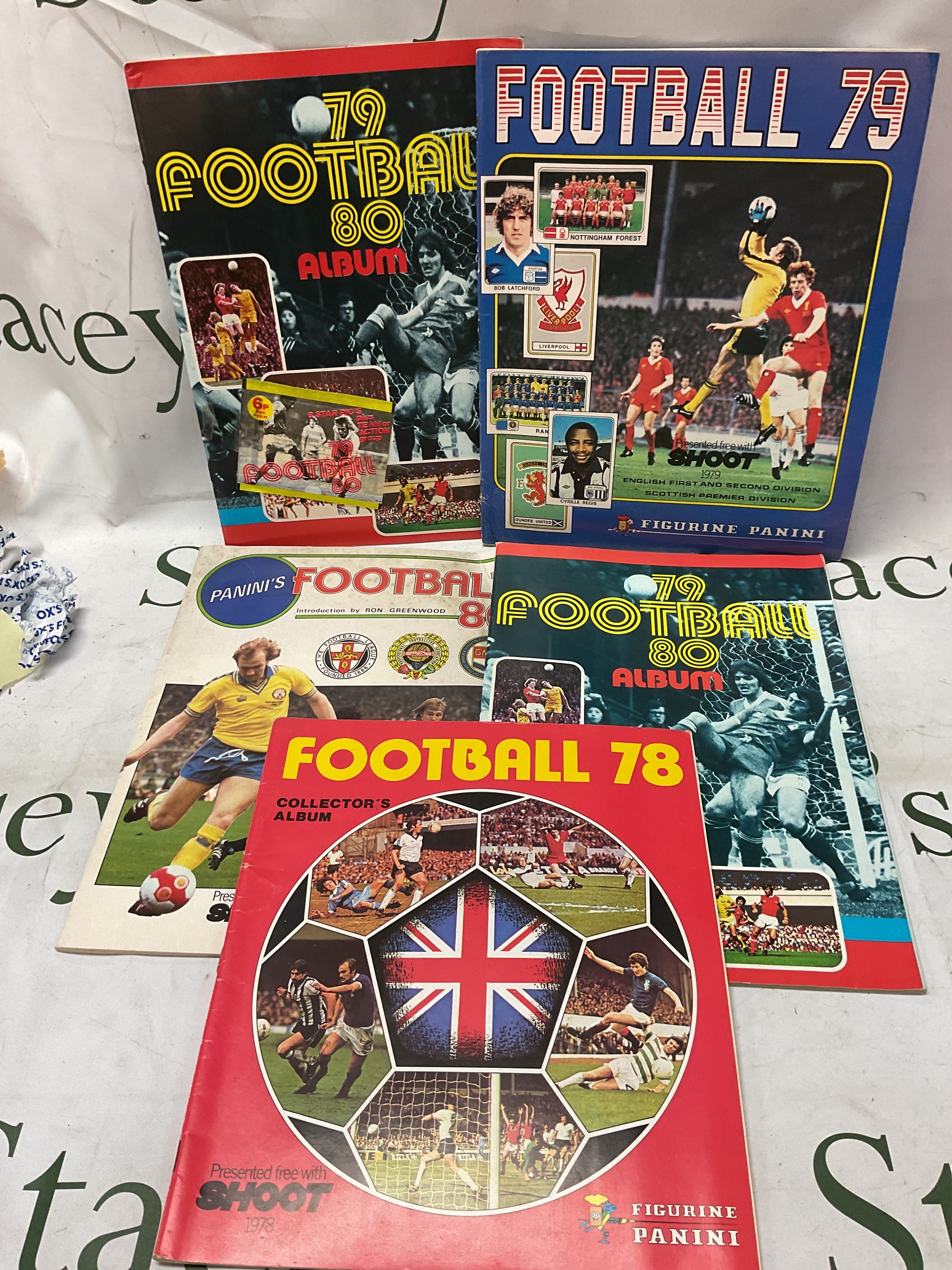 Qty Panini football sticker albums from 78, 79 & 80, along with football programmes and magazines.