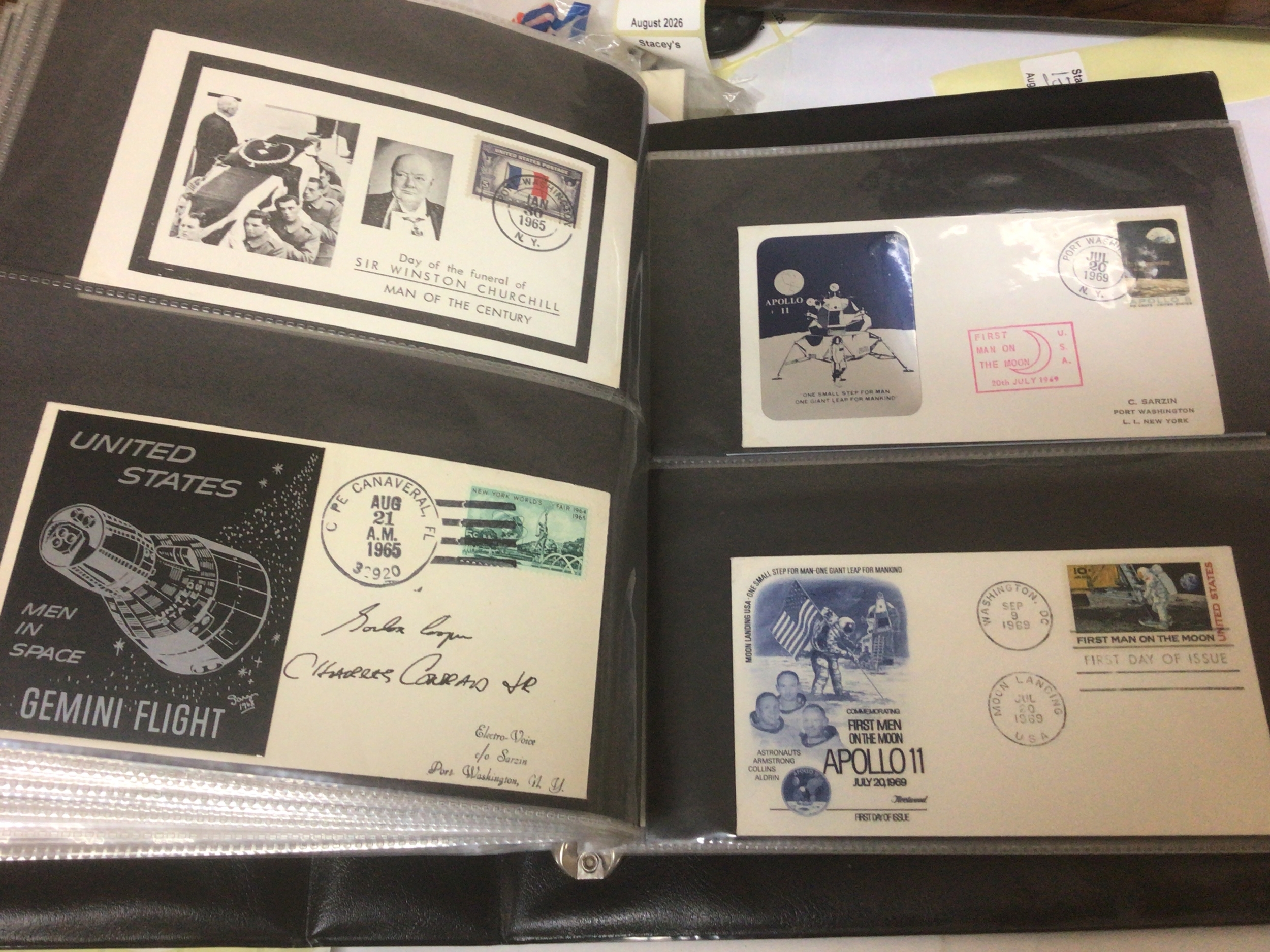 An Album containing First day covers including interesting 1940-1950 postal covers American covers 