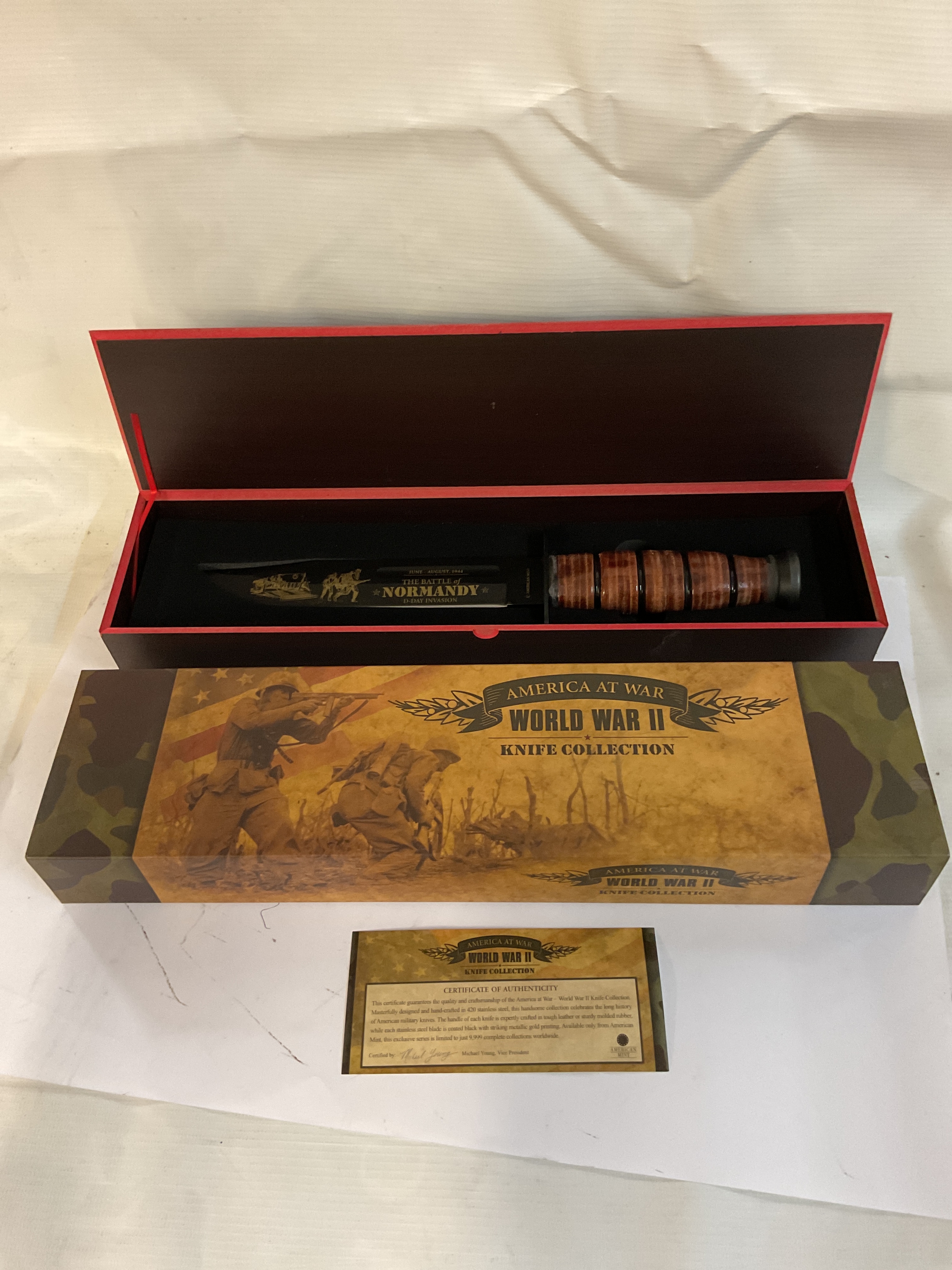 America at war WWII knife collection Normandy issue K-BAR, Ltd Ed 9999.