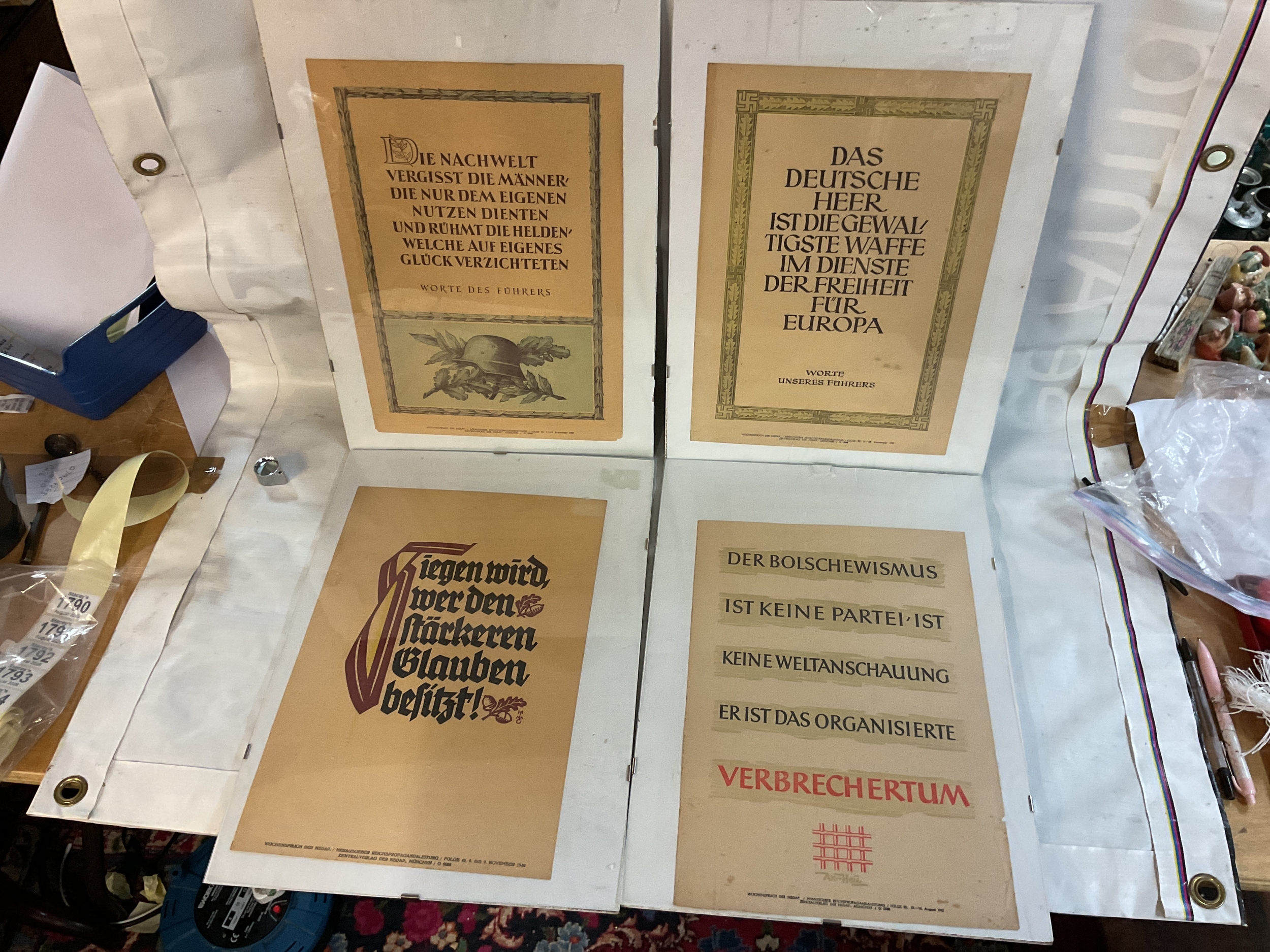 Four WWII German NSDAP Weekly quotation propaganda posters from 1940/1.