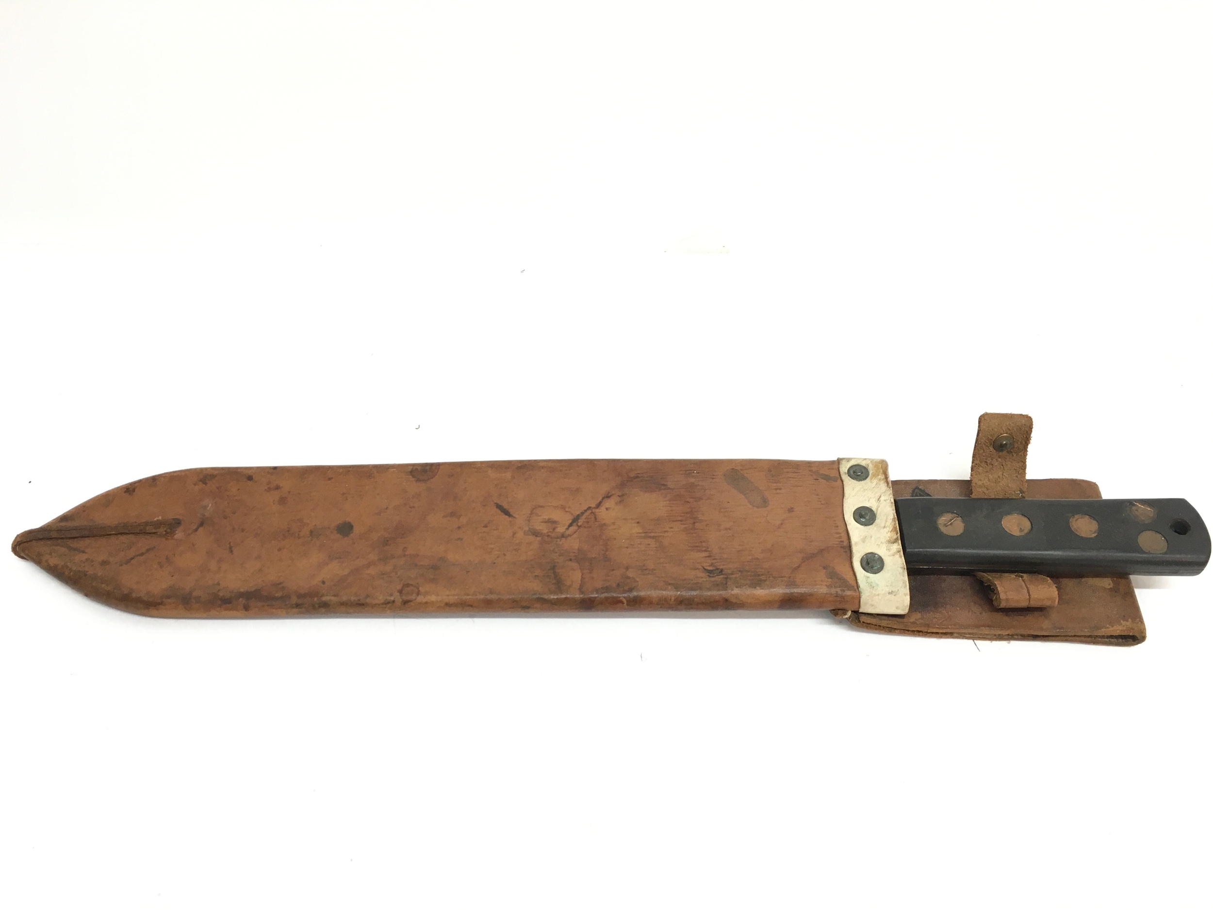 A Vintage mid 20th century British military jungle machete by Martindale, 52cm total length blade 38cm long 