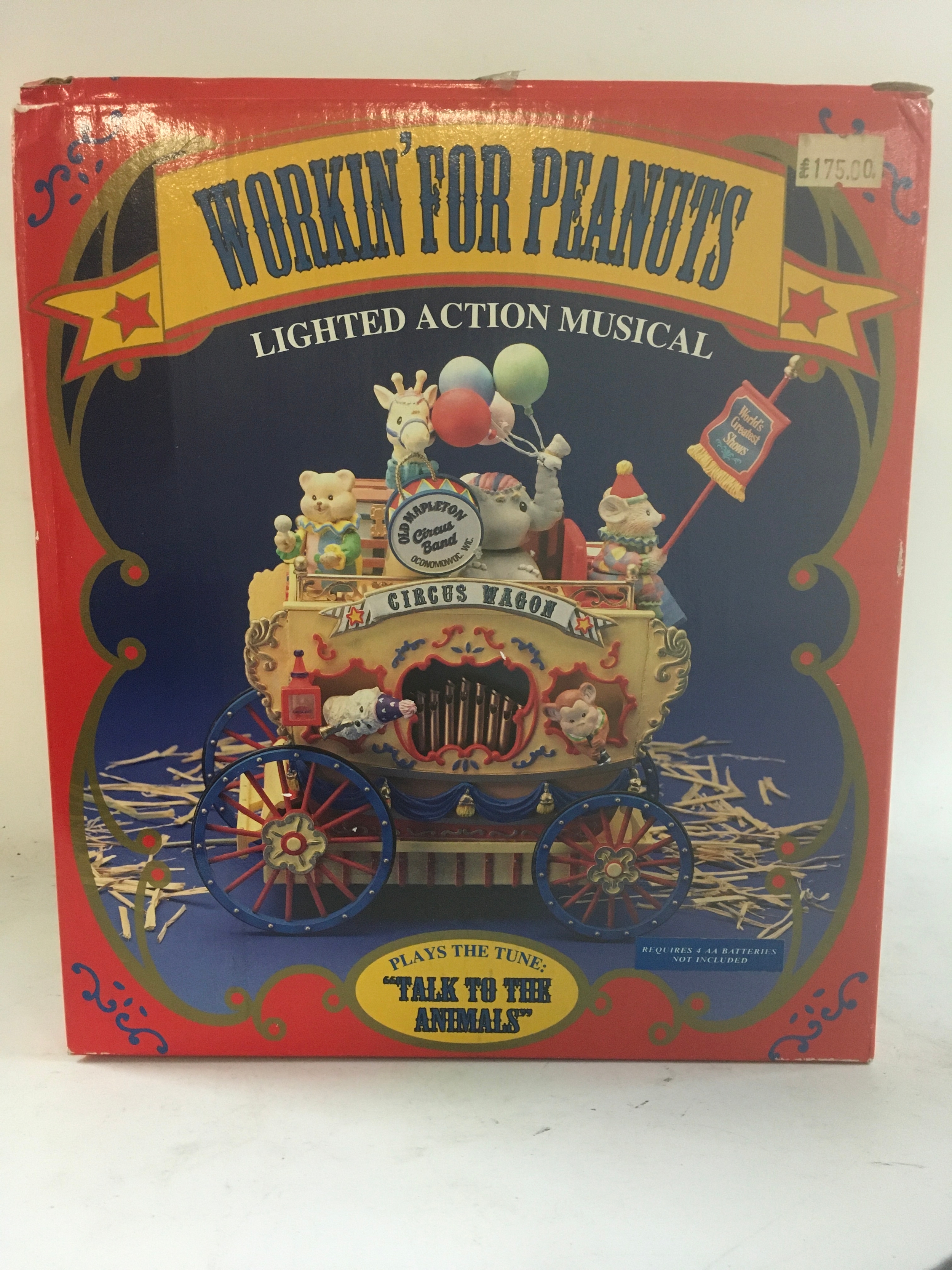 Enesco 1992 workin' for peanuts lighted action musical circus wagon.