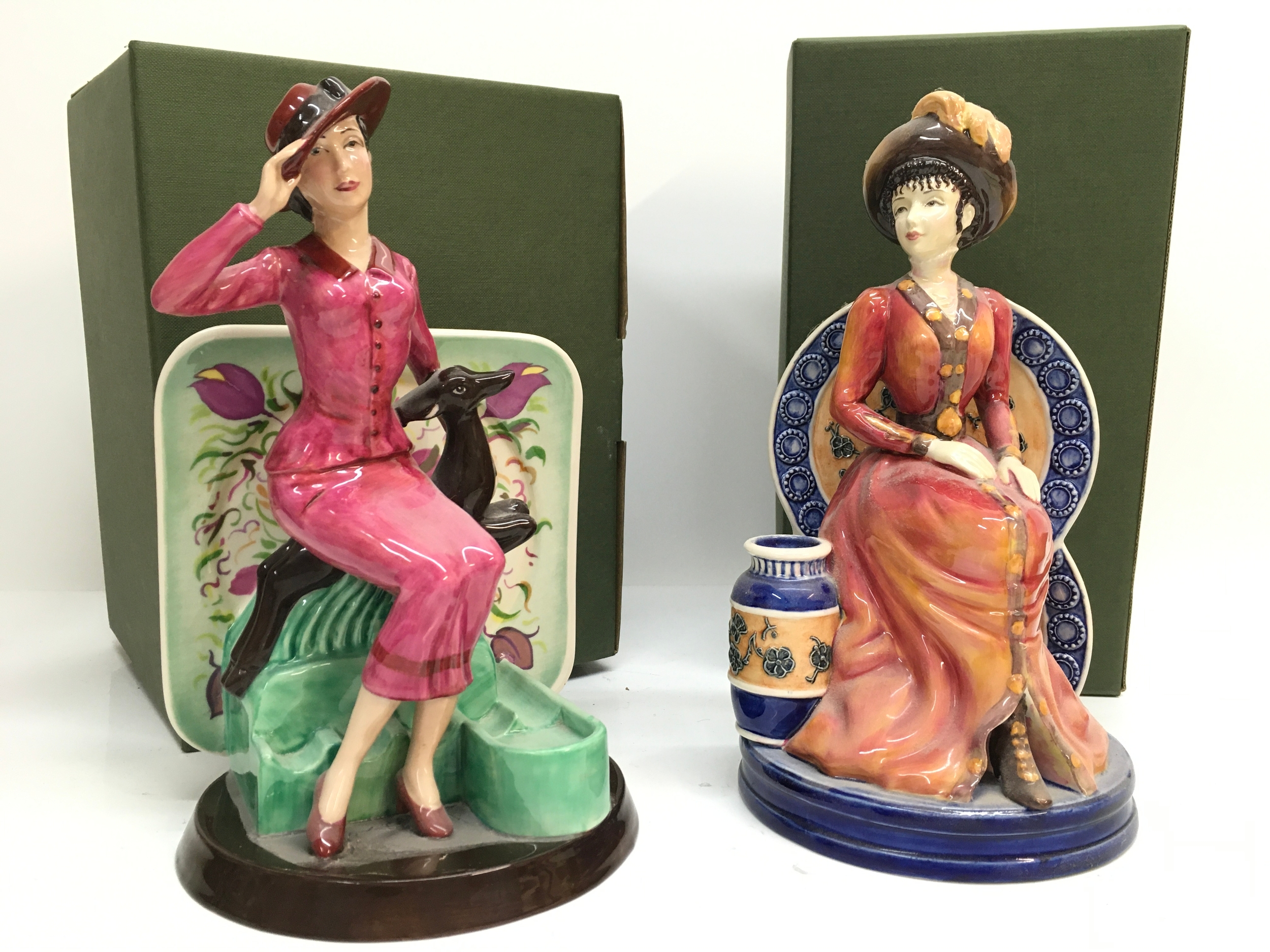 Two boxed Peggy Davis Porcelain figures Susie Cooper limited edition 471 of 1000, Hannah Barlow 56/500