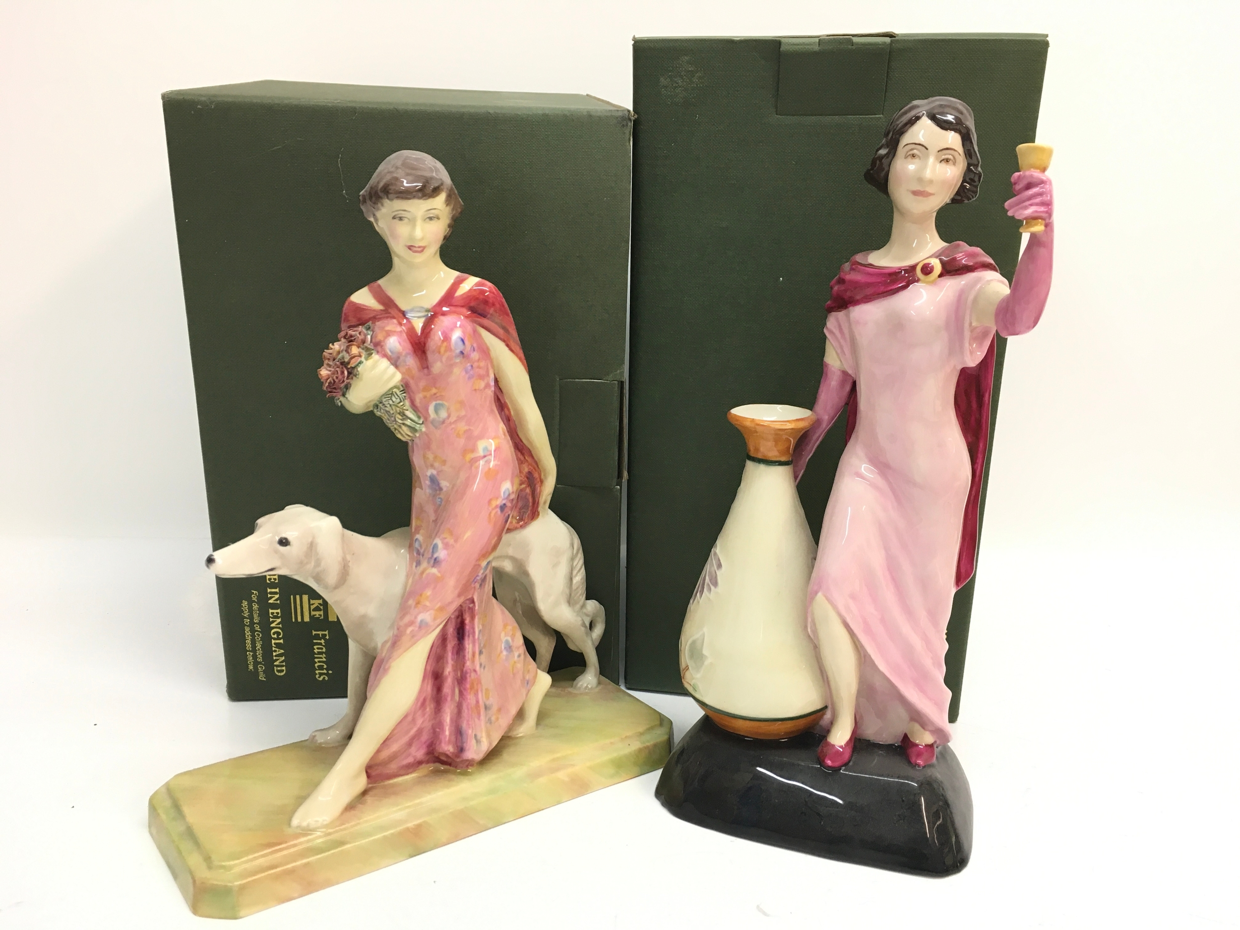 Two boxed Peggy Davis porcelain figures Rosa Canina 168/750, Charlotte Rhead 167/175