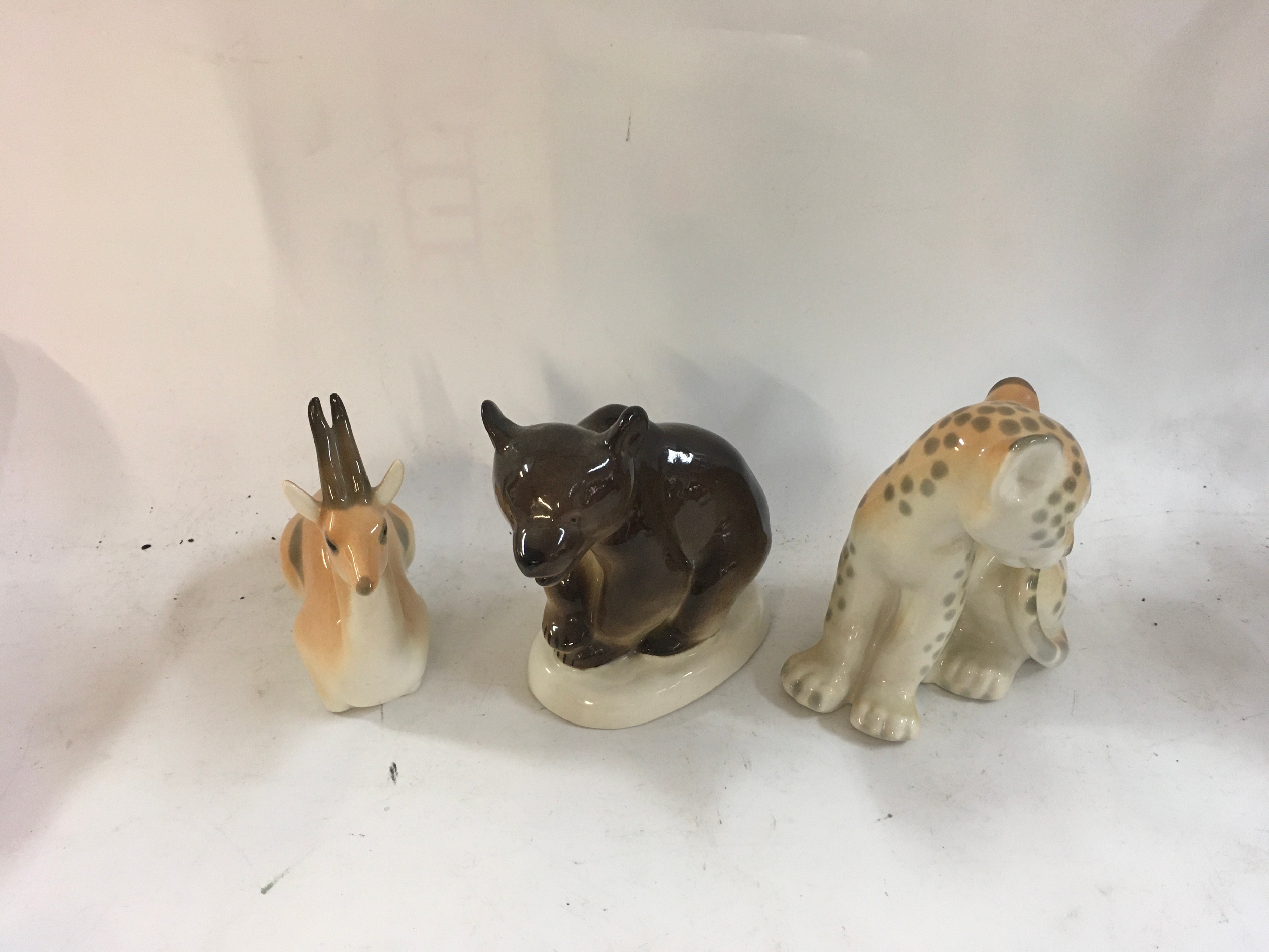 A collection of 3 USSR vintage ceramic animal figurines 
