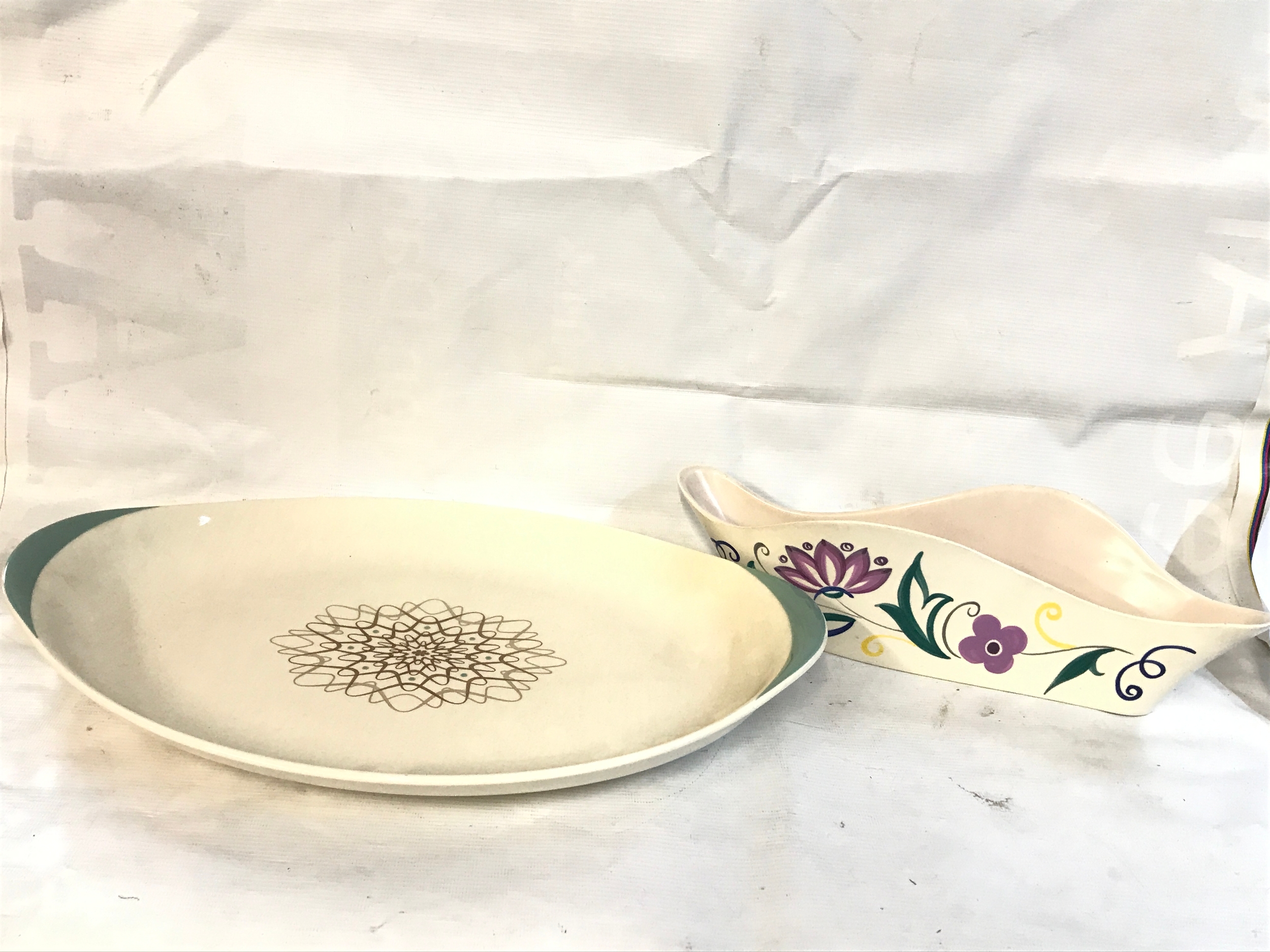 Royal Doulton desert star platter and Poole pottery floral dish - vintage English ceramics.