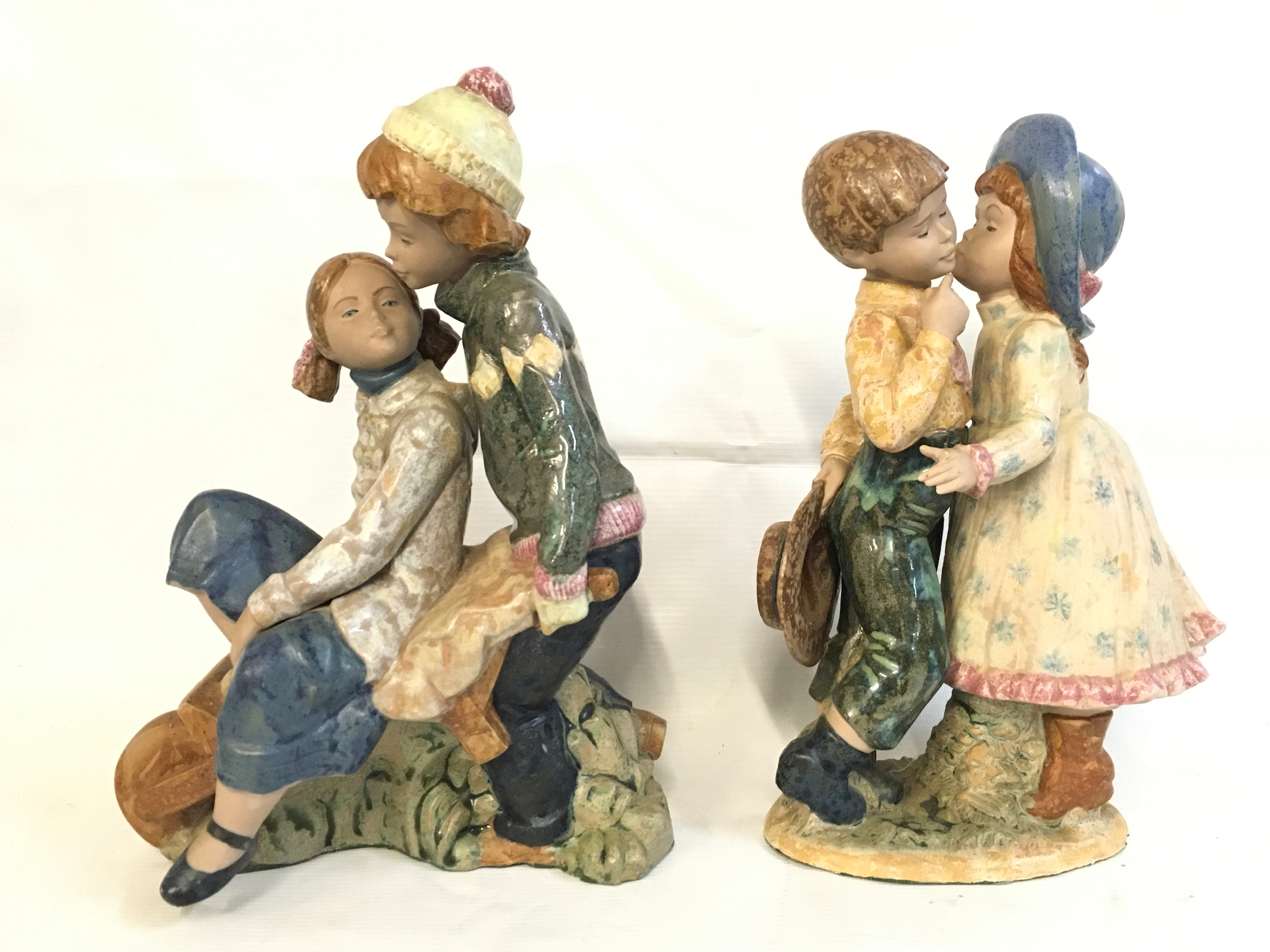 Two spanish ceramic children figure groups Porcelina ARTISTICA 