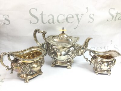 Three piece hallmarked silver tea set , Chester Circa 1910. 810g total weight