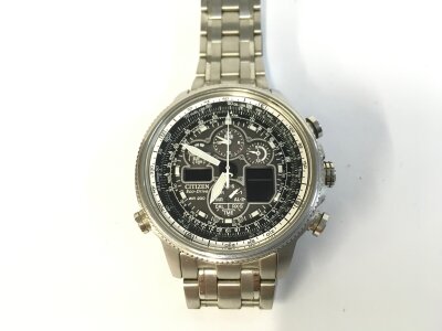 A gents Citizen Eco drive Navihawk wrist watch. Approximately 51mm vase including crown.