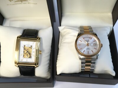 Two boxed men’s Rotary watch’s both running.