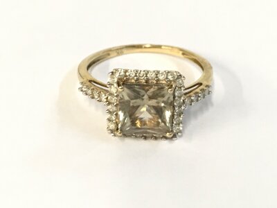 A 9ct gold ring set with  Turkizite. Size N 1/2 and 2.27g