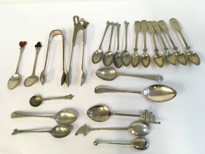 Collection of assorted cutlery including some silver and silver plate.
