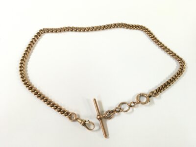 A 9 carat gold Albert chain , 48.4g total weight