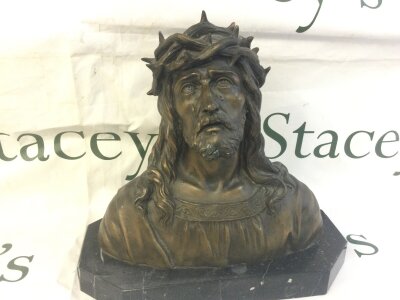 A Oscar Ruffony bronze bust of Christ, 25cm tall ,26cm wide .