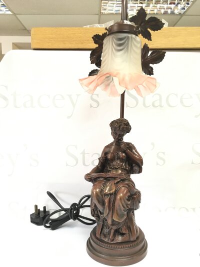 A metal lamp lovely girl with leaves, 55cm tall