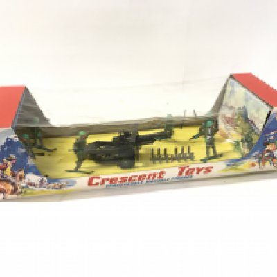 A crescent toy unbreakable movable figure commando set. Postage B