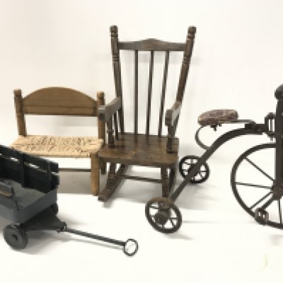 A Collection of Teddy Bear Size Furniture, a Truck And A Tricycle. No Reserve.