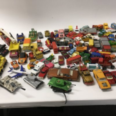 A collection of Playworn diecast model vehicles manufactured by Matchbox ..Corgi etc.