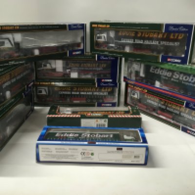 A collection of 10 boxed model commercial vehicles all themed Eddie Stobart. Manufacturers are Corgi and Saico.