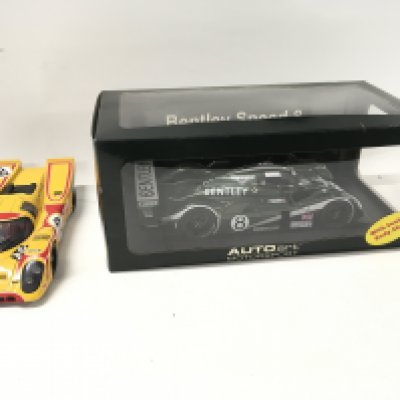 2x Autoart motorsport models includes boxed Bentley Speed 8 Le Mans 2003 with green livery.. Also unboxed Porsche 917K Martini Kyayami no2 in vivid yellow livery. No reserve