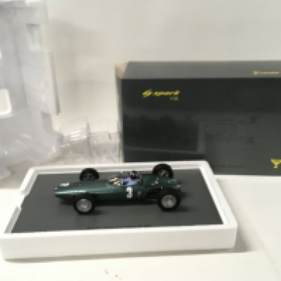 A boxed model BRM P57 by Spark. Car featuring World Champion Graham Hill as Winner of South African GP 1962 No reserve