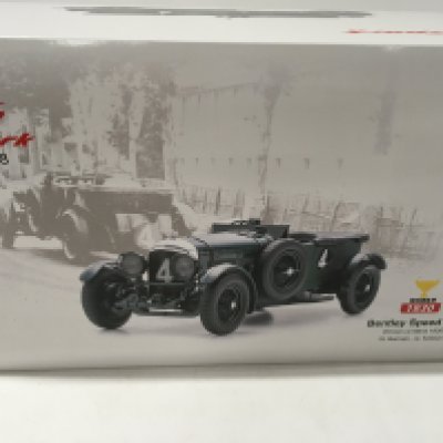 A boxed model car 1:18 scale by Spark featuring the winner of Le Mans 1930 a Bentley Speed 6. W.Barnato and G Kidston.