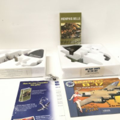 Two model Aircraft by Atlas featuring 2 of the most well known aircraft from World War 2. Includes An Avro Lancaster named Admiral Prune which was Guy Gibsons .. also a B17 Memphis Belle know for dropping the nuclear bomb . This includes a vhs video and key ring. No reserve