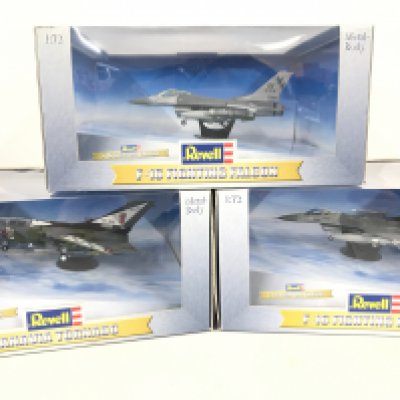3 Boxed Diecast Revell 1/72 Scale Aircraft. 2 X F-16 Fighting Falcons. A Panavia Tornado.(3) No Reserve.