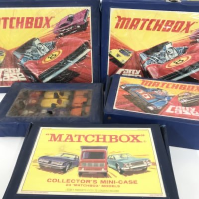 2 Boxes Containing 5 Full Matchbox Carry Cases. And a Collection of Boxed Matchbox Cars, in Various States.(2).