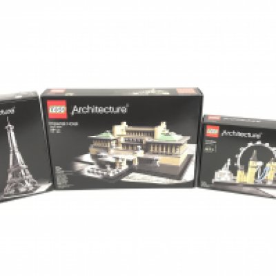 3 boxed and sealed Lego Architecture sets to include London 21034, Imperial Hotel 21017, Eiffel Tower 21019. No reserve.
