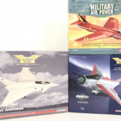 3 X Boxed Corgi Aviation Archive Models. A Eurofighter Typhoon. A Hawker Hunter And A EE Lightning F1A. No Reserve (3).