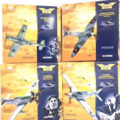 4 X Boxed Corgi Aviation Archive Flying Aces Models.A Messerschmitt. A Spitfire. And 2 X P51 D Mustangs. No Reserve (4).