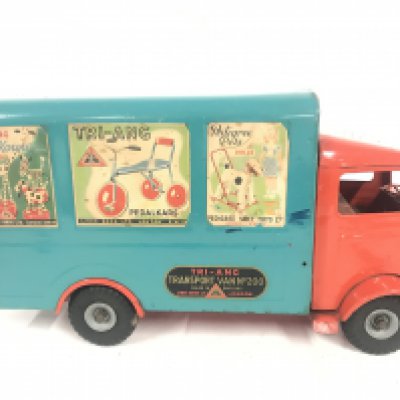 A 1950s Tri-Ang Box Transport Van.