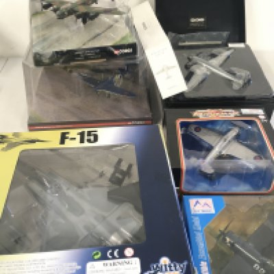 A collection of 6 boxed model military aircraft by Corgi. Witty Wings..Easy Model and MotorMax . Includes AA99182 a scarce limited edition 2 piece set with a blue spitfire..AA30203 Avro Lancaster Guy Gibson&hellip;plus others