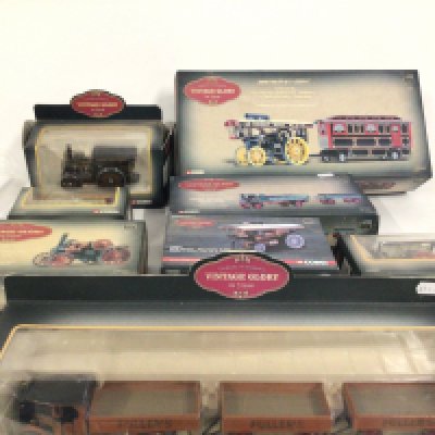 A collection of 8 boxed Corgi models in the VINTAGE GLORY of steam series. Includes 1 display vehicle by Oxford