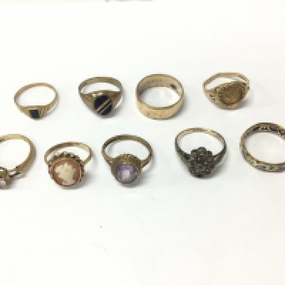 A collection of assorted 9ct gold rings. 23.28g Postage B