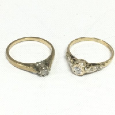 Two 9ct gold diamond rings, approx 2.8g and approx sizes J-K. Shipping category A.