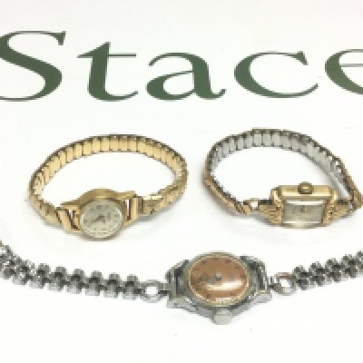 Three ladies watches comprising two gold cased examples and one other. Shipping category A.