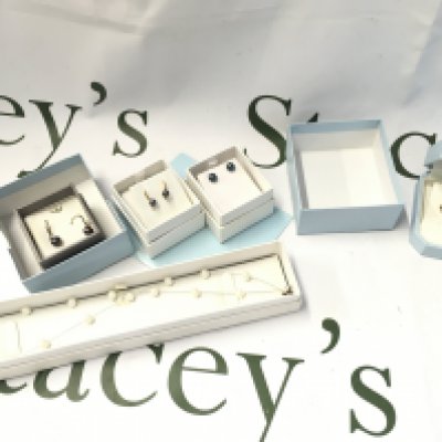 A collection of boxed jewellery including earrings (some 9ct gold), pearl silver necklace